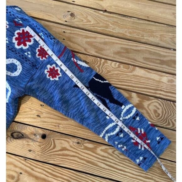 Vintage Delia Mckain Horse Button Up Knitted Cardigan Sweater Size Medium Blue - Picture 7 of 7